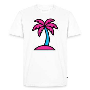 Neon Palm Tree 90s Vaporwave - Men's Premium Organic T-Shirt - white - Front - Nico (187cm)