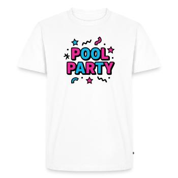 Lettrage des fêtes à la piscine des années 90 - T-shirt Premium bio Homme - blanc - Devant - Nico (187cm)