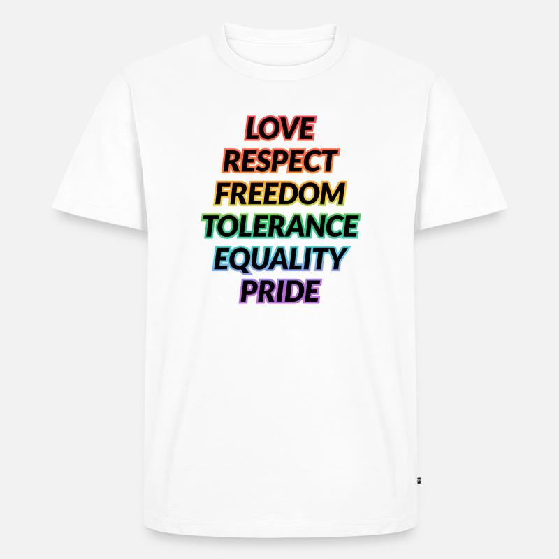 Pride Rainbow Values Tee - Männer Premium Bio T-Shirt - Weiß