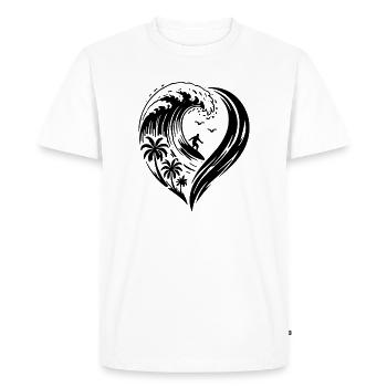 Heart Surfer Waves Ocean Love - Men's Premium Organic T-Shirt - white - Front - Nico (187cm)