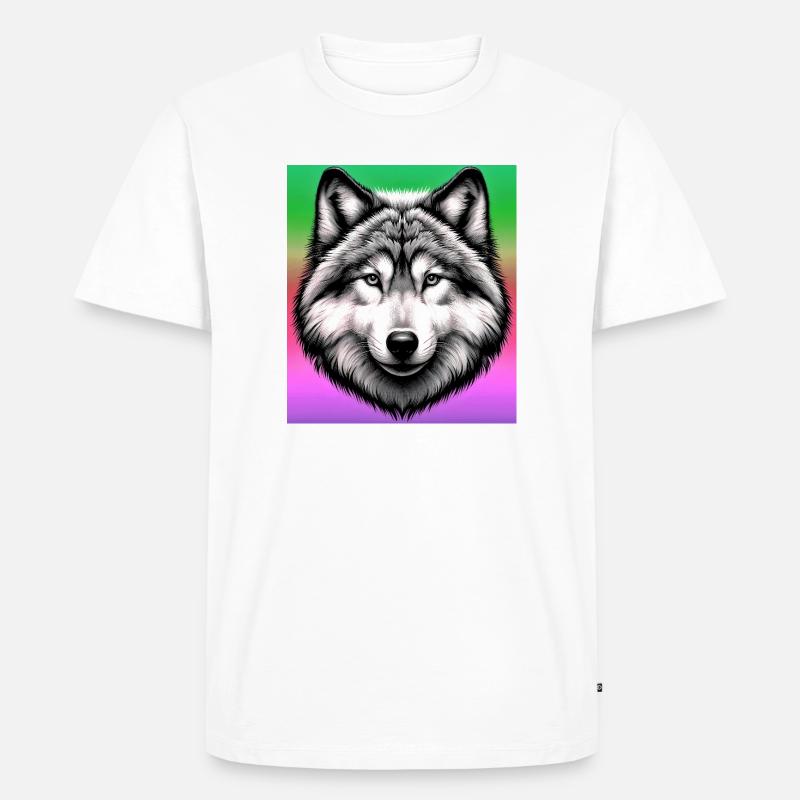 Wolf - Männer Premium Bio T-Shirt - Weiß
