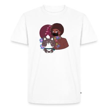 Kawaii Shiba & Patte prothétique bleue - T-shirt Premium bio Homme - blanc - Devant - Nico (187cm)