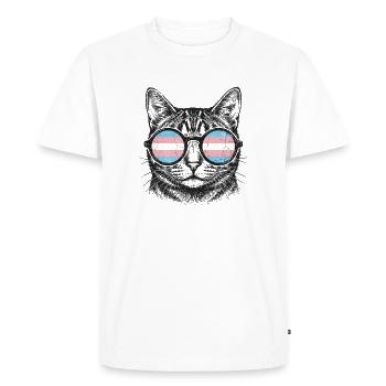Mois de la fierté LGBT - Chat drôle avec des lunettes de soleil - T-shirt Premium bio Homme - blanc - Devant - Nico (187cm)