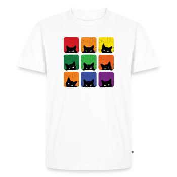 Mois de la Fierté LGBT - L’amour, c’est l’amour des chats - T-shirt Premium bio Homme - blanc - Devant - Nico (187cm)