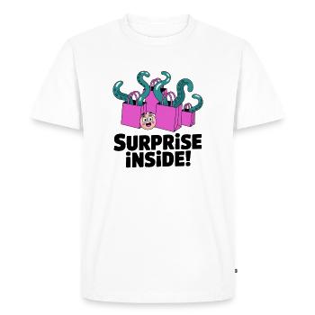 Surprise à l’intérieur des sacs pieuvre - T-shirt Premium bio Homme - blanc - Devant - Nico (187cm)