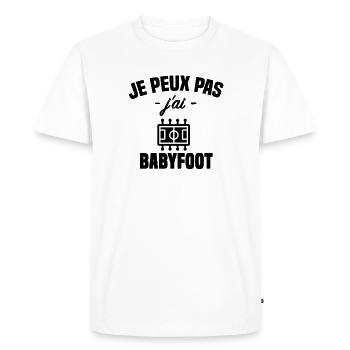 Je peux pas j'ai babyfoot humour - T-shirt Premium bio Homme - blanc - Devant - Nico (187cm)