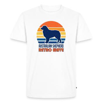 Retro Wave Aussie: Vintage Australian Shepherd - Men's Premium Organic T-Shirt - white - Front - Nico (187cm)