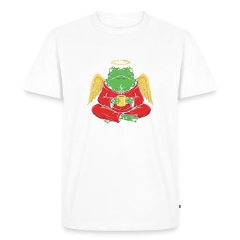Angel frog with coffee cup - Men's Premium Organic T-Shirt - white - Front - Nico (187cm)