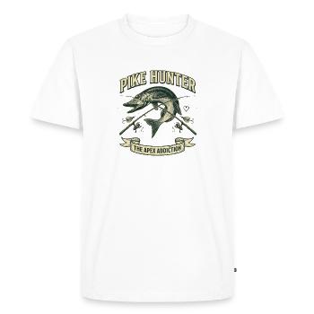 Pike Hunter Pêcheur Predator Vintage - T-shirt Premium bio Homme - blanc - Devant - Nico (187cm)