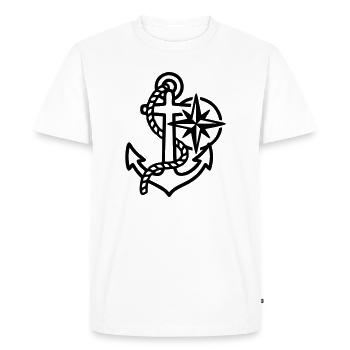 Anchor Wind Rose Maritime Logo - Men's Premium Organic T-Shirt - white - Front - Nico (187cm)