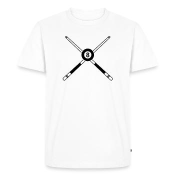 Queue de huit billes croisées avec des bâtons de billard - T-shirt Premium bio Homme - blanc - Devant - Nico (187cm)