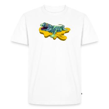 Lézard sur un étang jaune fluo - T-shirt Premium bio Homme - blanc - Devant - Nico (187cm)