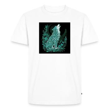 Moon Wolf Line Style with Flora - Men's Premium Organic T-Shirt - white - Front - Nico (187cm)