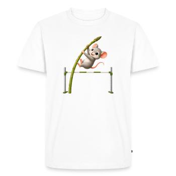 Funny Mouse Asparagus High Jump Cartoon - Men's Premium Organic T-Shirt - white - Front - Nico (187cm)