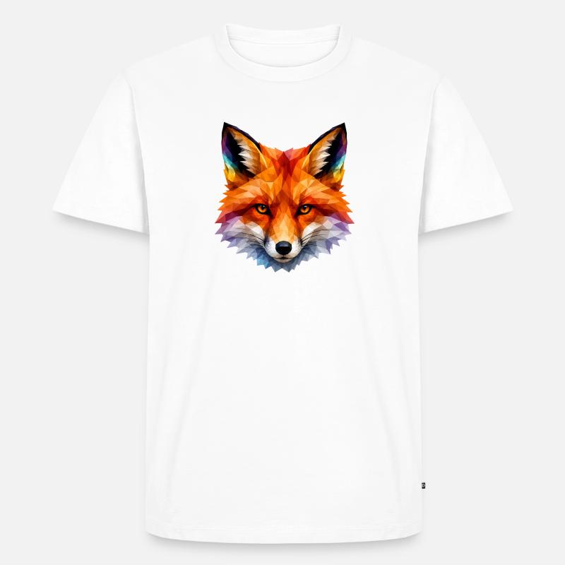 Farbiger Polygonfuchs Kopf - Männer Premium Bio T-Shirt - Weiß