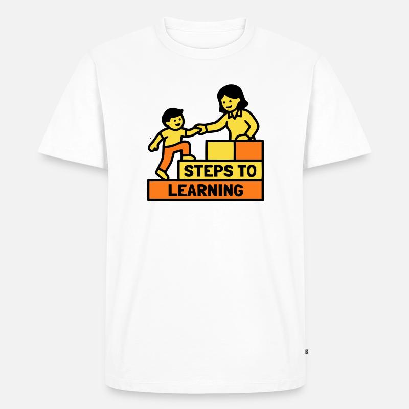 Steps to Learning School Logo - Men's Premium Organic T-Shirt - white