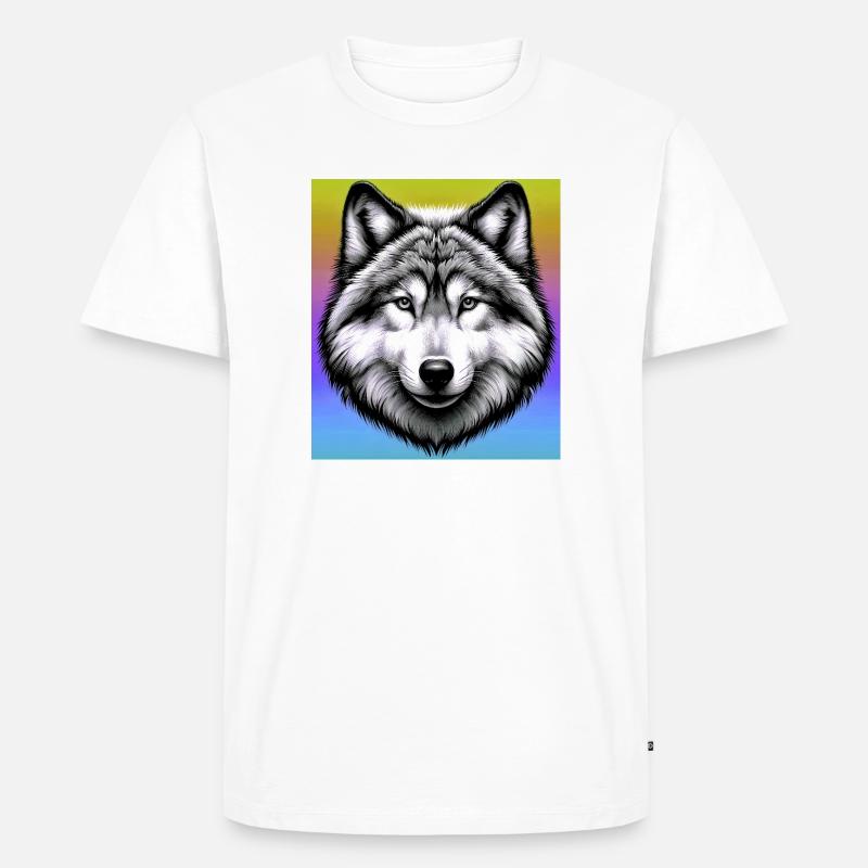 Wolf - Männer Premium Bio T-Shirt - Weiß