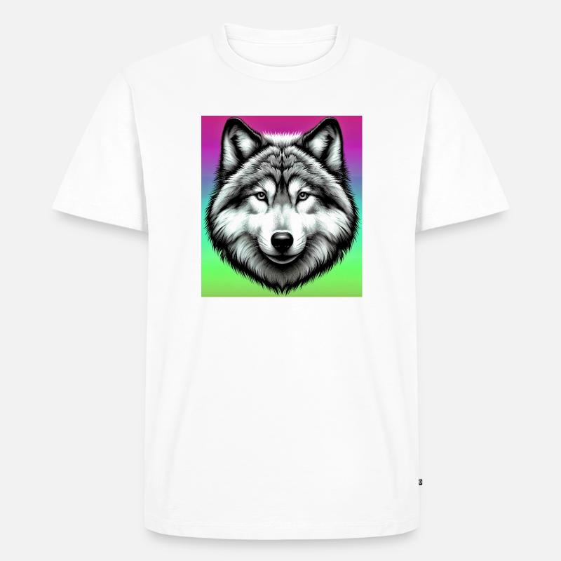 Wolf - Männer Premium Bio T-Shirt - Weiß