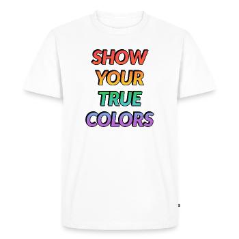 Montrez vos vraies couleurs : fierté LGBT - T-shirt Premium bio Homme - blanc - Devant - Nico (187cm)
