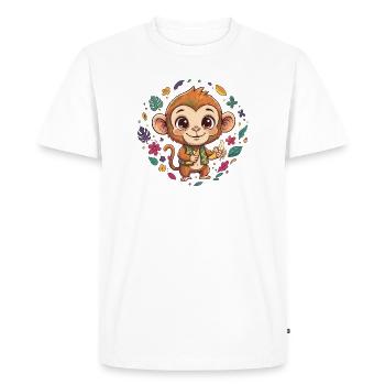 Singe tropical avec banane - T-shirt Premium bio Homme - blanc - Devant - Nico (187cm)