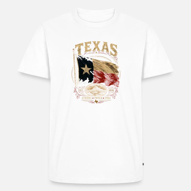 Texas Flag Pride: Stark & Free - Männer Premium Bio T-Shirt - Weiß