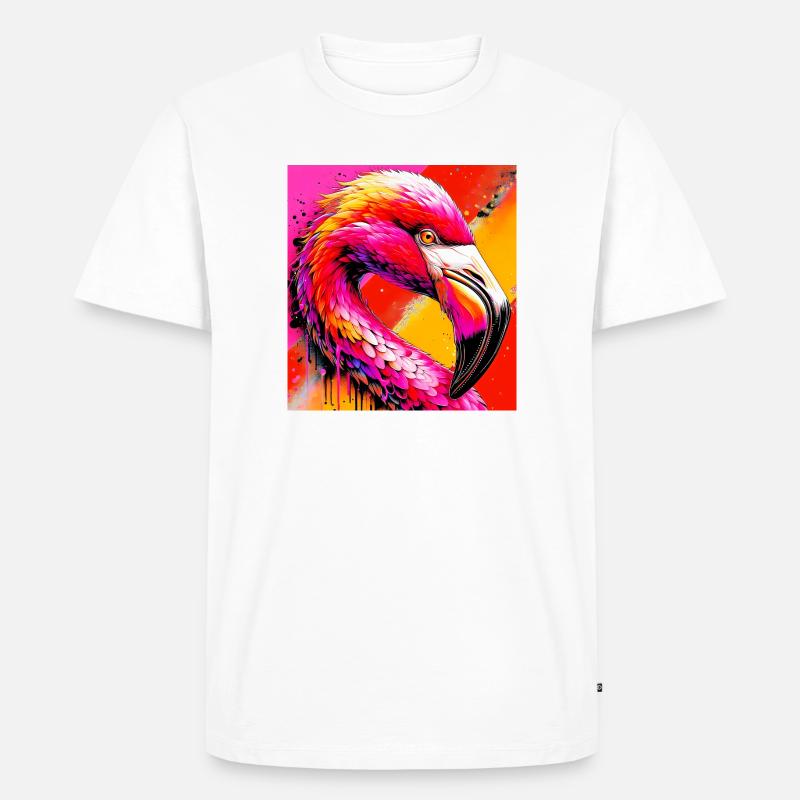 Flamingo - Männer Premium Bio T-Shirt - Weiß