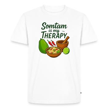 Somtam est ma thérapie - Thaïlande Amour - T-shirt Premium bio Homme - blanc - Devant - Nico (187cm)