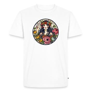 Cercle du Signe de la Paix de la Déesse Florale - T-shirt Premium bio Homme - blanc - Devant - Nico (187cm)
