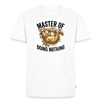 Maître paresseux du silence - T-shirt Premium bio Homme - blanc - Devant - Nico (187cm)