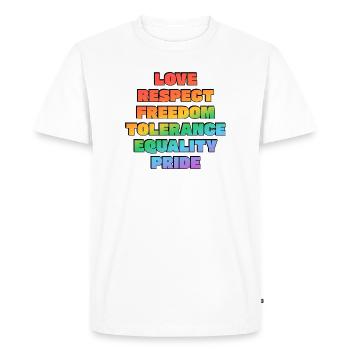 Valeurs de la fierté arc-en-ciel - T-shirt Premium bio Homme - blanc - Devant - Nico (187cm)