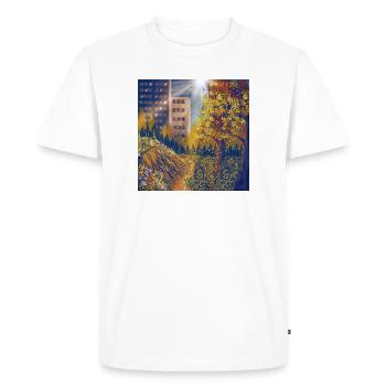 Itinéraire d’automne entre la ville et le parc - T-shirt Premium bio Homme - blanc - Devant - Nico (187cm)