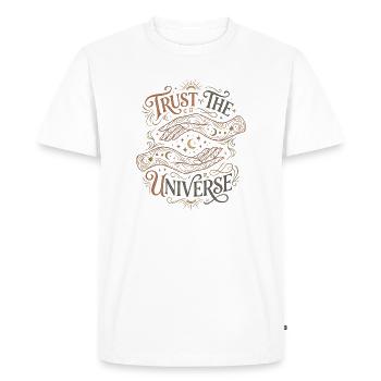 Confiance dans l’univers - T-shirt Premium bio Homme - blanc - Devant - Nico (187cm)