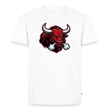 Fire Bull Bull Head Motif - Men's Premium Organic T-Shirt - white - Front - Nico (187cm)