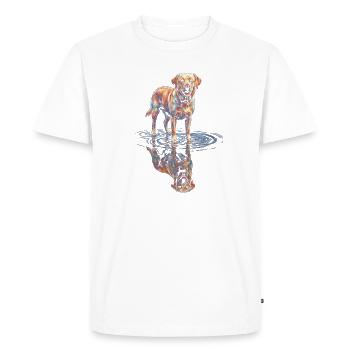 Labrador Retriever avec réflexion dans l’eau - T-shirt Premium bio Homme - blanc - Devant - Nico (187cm)