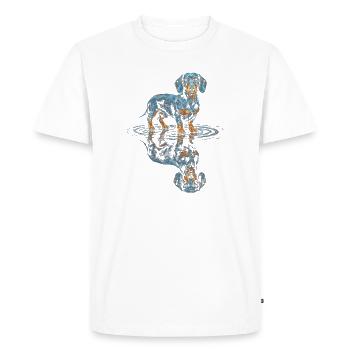 Teckel Water Reflex Bleu-Orange - T-shirt Premium bio Homme - blanc - Devant - Nico (187cm)
