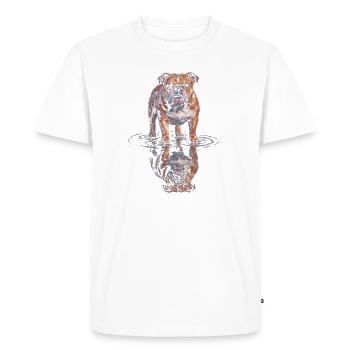 Reflet de l’eau du bouledogue - T-shirt Premium bio Homme - blanc - Devant - Nico (187cm)