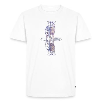 Réflexion dans l’eau chez les Border Collies - T-shirt Premium bio Homme - blanc - Devant - Nico (187cm)