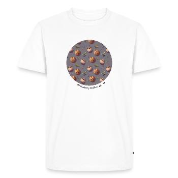 Circle with blueberry muffins, leaves and berries - Men's Premium Organic T-Shirt - white - Front - Nico (187cm)
