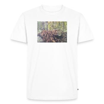Logs in the forest – an impressionistic landscape - Men's Premium Organic T-Shirt - white - Front - Nico (187cm)