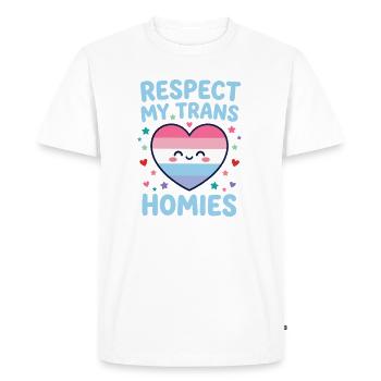 Mois de la fierté LGBTQ - Respect My Trans Homies - T-shirt Premium bio Homme - blanc - Devant - Nico (187cm)