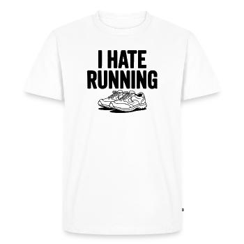 Je déteste courir - T-shirt Premium bio Homme - blanc - Devant - Nico (187cm)