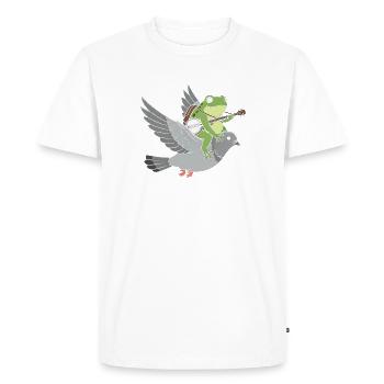 Guitariste grenouille sur Pigeon - T-shirt Premium bio Homme - blanc - Devant - Nico (187cm)
