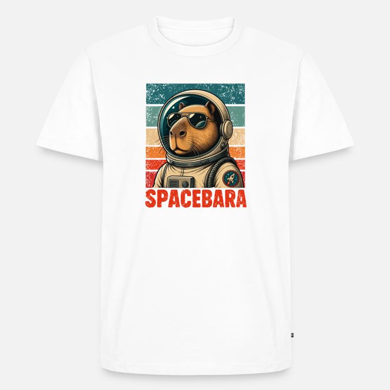 Spacebara Capybara Astronaut Space Retro - T-shirt Premium bio Homme - blanc