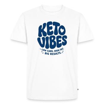 Keto Vibes Low Carb High Fat - Men's Premium Organic T-Shirt - white - Front - Nico (187cm)