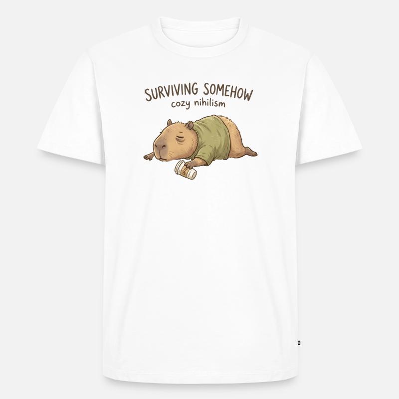 Kuscheliger Nihilismus Capybara - Männer Premium Bio T-Shirt - Weiß