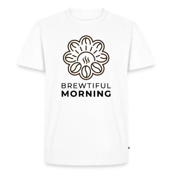 Matin Brewtiful - Logo du café qui dit le haricot - T-shirt Premium bio Homme - blanc - Devant - Nico (187cm)