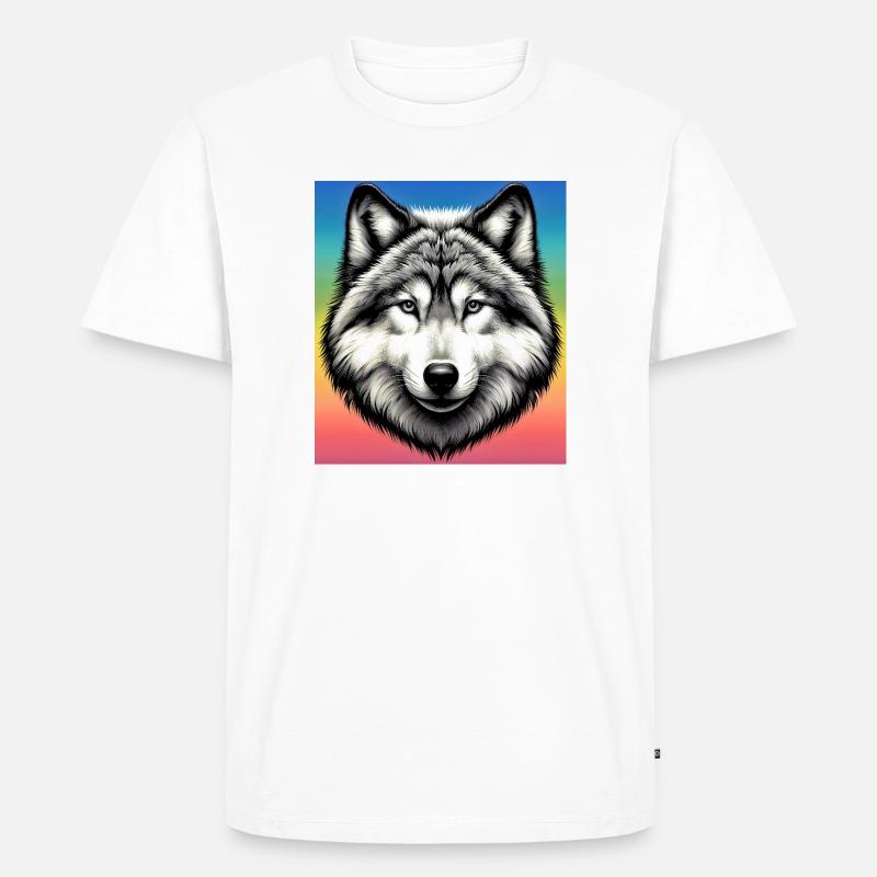 Wolf - Männer Premium Bio T-Shirt - Weiß