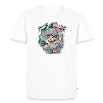 Don't Rush Me Coffee Sheep Cartoon - Men's Premium Organic T-Shirt - white - Front - Nico (187cm)