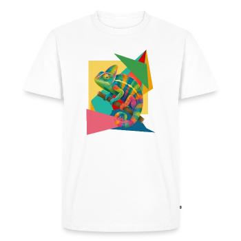 Colorful Chameleon Geometry Art - Men's Premium Organic T-Shirt - white - Front - Nico (187cm)