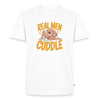 De vrais hommes câlinent Brazilian Jiu Jitsu MMA Judo BJJ - T-shirt Premium bio Homme - blanc - Devant - Nico (187cm)